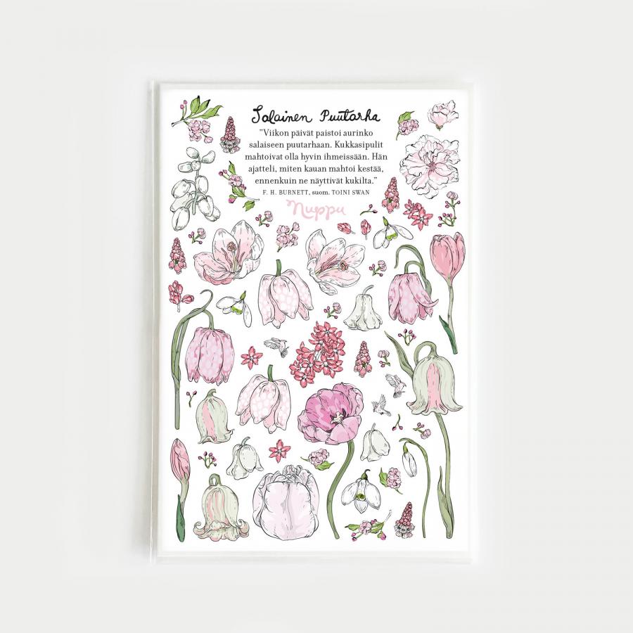 Kevätpuutarha -tarrapaketin ensimmäinen arkki