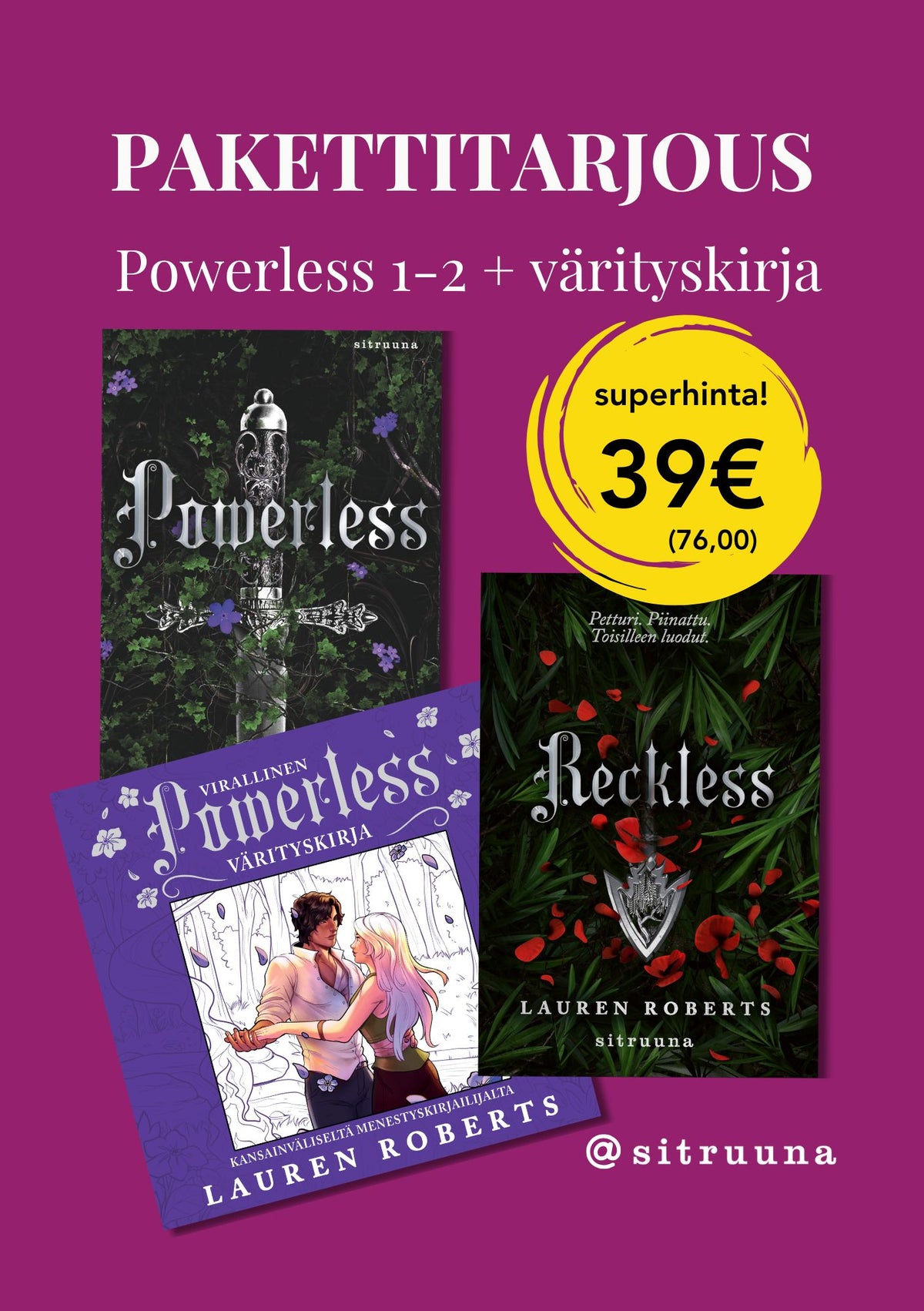 Powerless-sarja osat 1-2 + Powerless-värityskirja